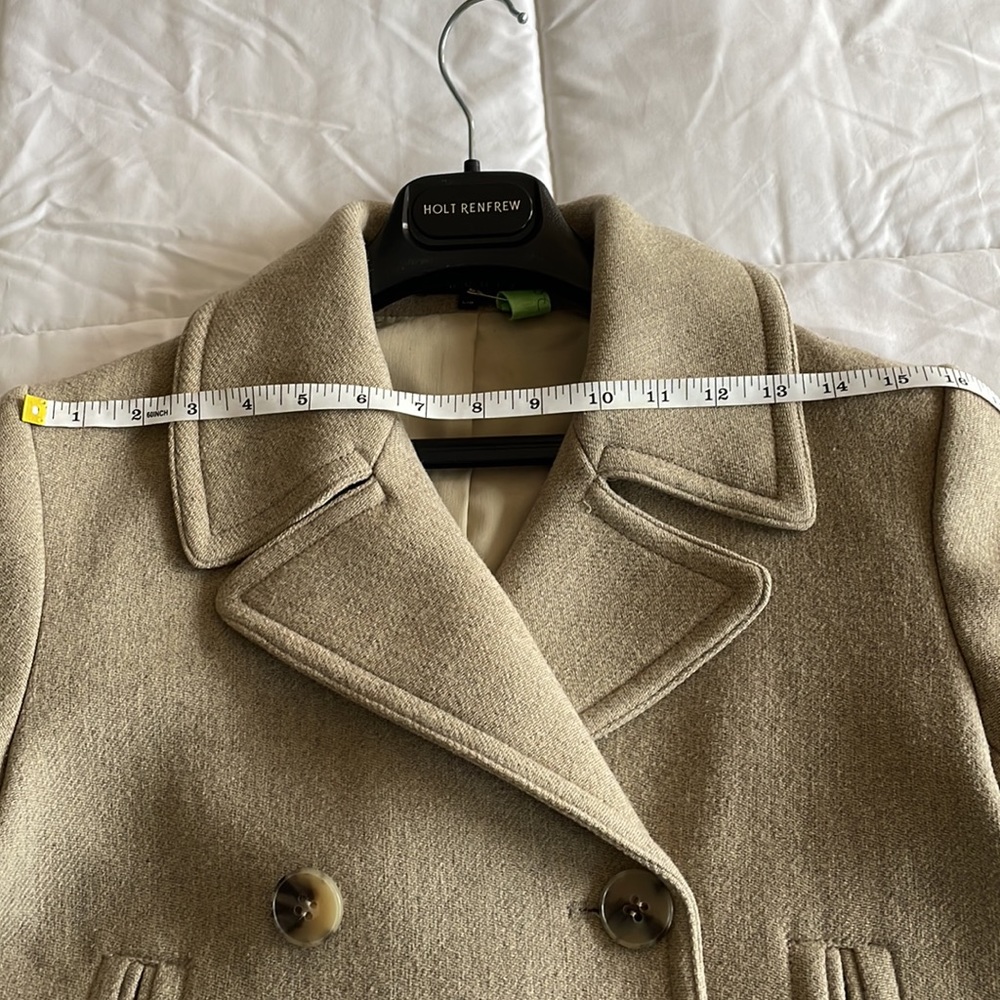 Theory Women's Light Gray Wool Blend Double-Breasted Pea Coat - Picture 10 of 15